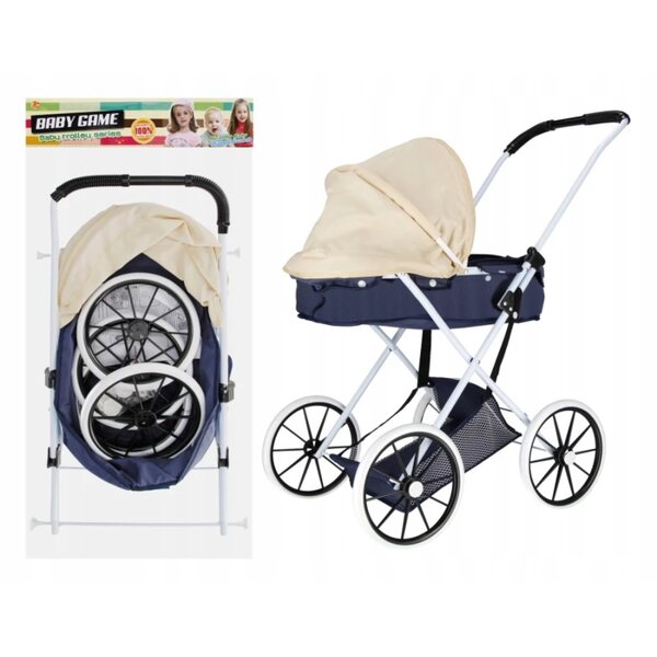 Tiefer Puppenwagen aus Metall, Marineblau MEGA CREATIVE 65x72x35 cm