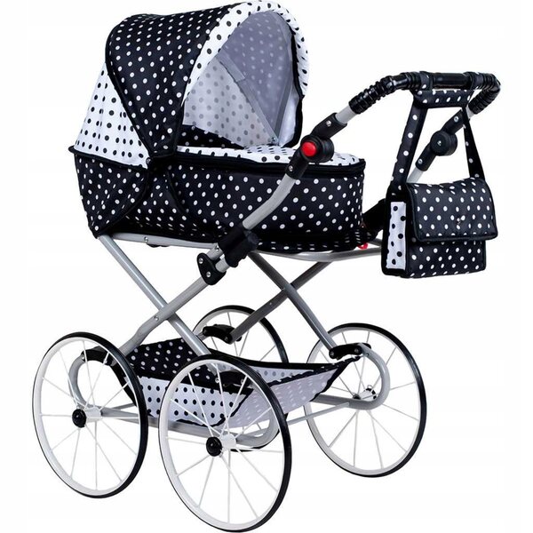 RETRO WÓZEK DLA LALEK 2W1 NEW BABY NATALIA BIAŁO-CZARNY