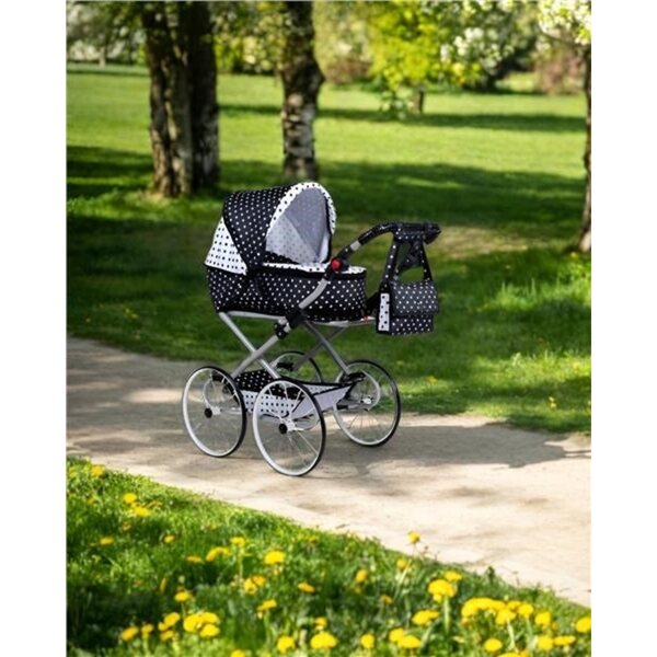 RETRO WÓZEK DLA LALEK 2W1 NEW BABY NATALIA BIAŁO-CZARNY