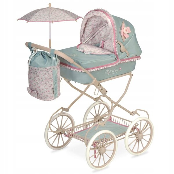 Provenza DeCuevas Puppenwagen mit Sonnenschirm, exklusives und faltbares Design