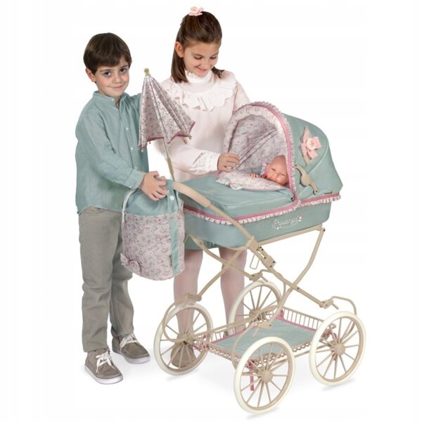 Provenza DeCuevas Puppenwagen mit Sonnenschirm, exklusives und faltbares Design
