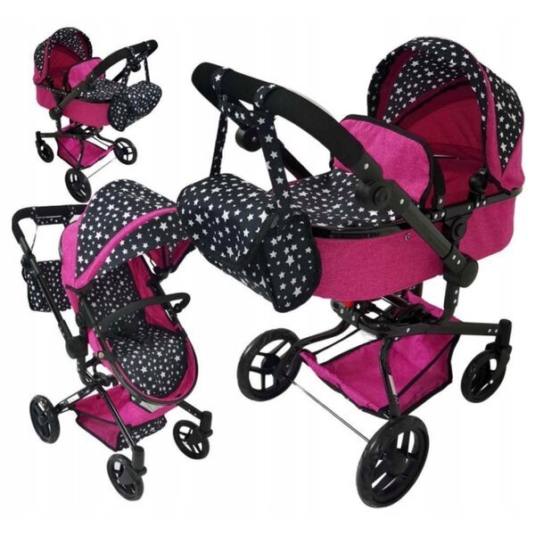 MarioToys 2-in-1-Puppenwagen mit Gondel und verstellbarem Kinderwagen
