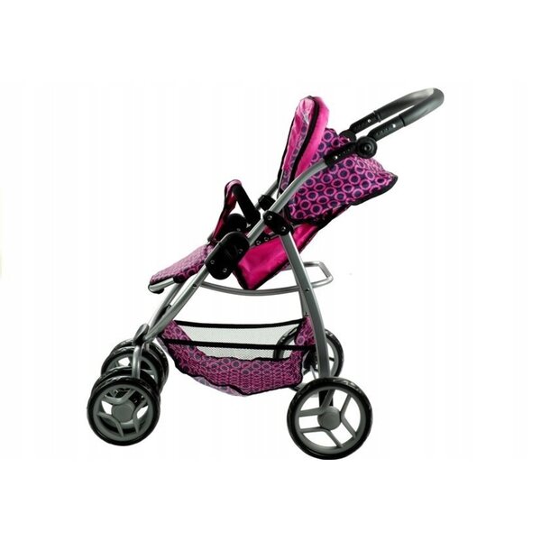 Alice 2in1 Puppenwagen, Rosa und Schwarz, mit Gondel und Kinderwagen, verstellbarer Griff