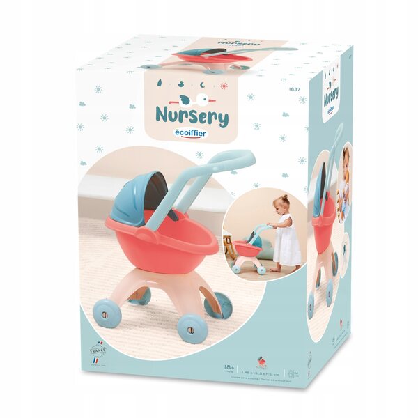 Ecoiffier Puppenkinderwagen mit beweglichem Verdeck, 45 cm