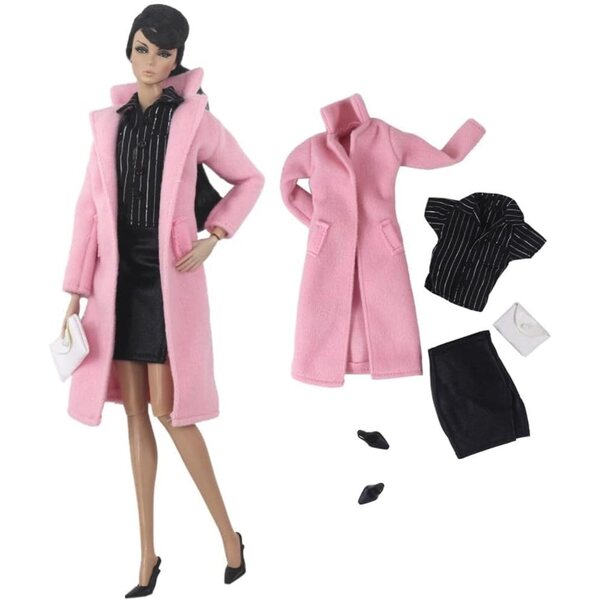 Set mit 5 Winterkleidungsstücken für 11,5-Zoll-Puppen – Mäntel, Röcke, Oberteile und Tasche