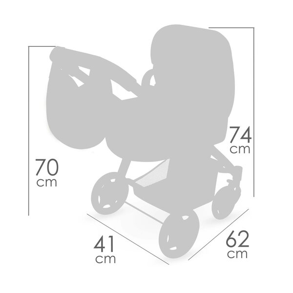 DeCuevas 80574 3-in-1-Klappwagen für Puppen mit Tasche Tulipe 70 cm