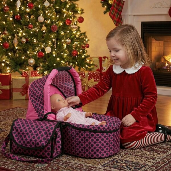 3-in-1-Poussette für Puppen mit Gondel, Kinderwagen und Tasche für Mädchen