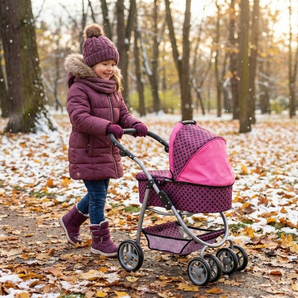 3-in-1-Poussette für Puppen mit Gondel, Kinderwagen und Tasche für Mädchen
