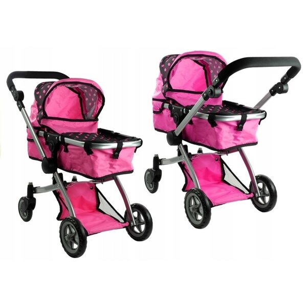 Alice 2 in 1 Puppenwagen, tiefrosa gepunkteter Kinderwagen