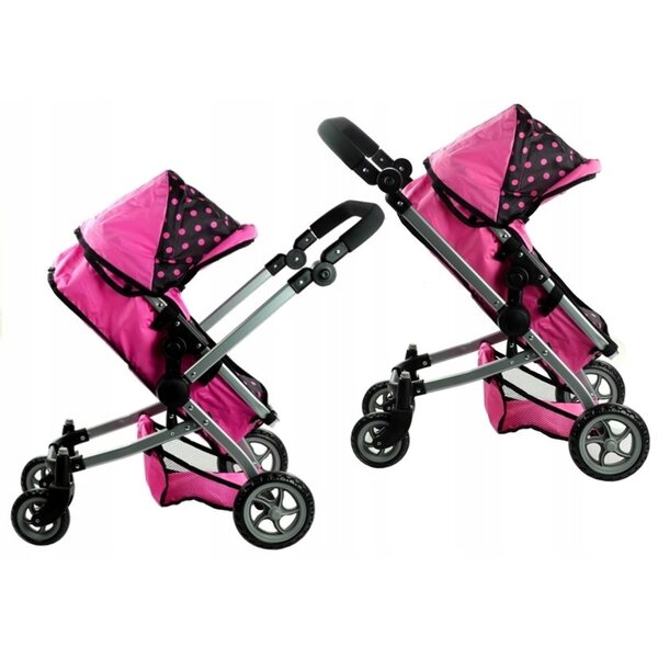 Alice 2 in 1 Puppenwagen, tiefrosa gepunkteter Kinderwagen