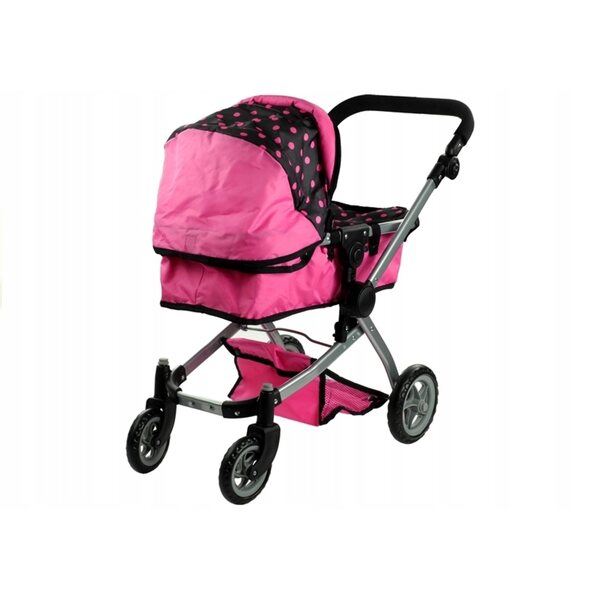 Alice 2 in 1 Puppenwagen, tiefrosa gepunkteter Kinderwagen