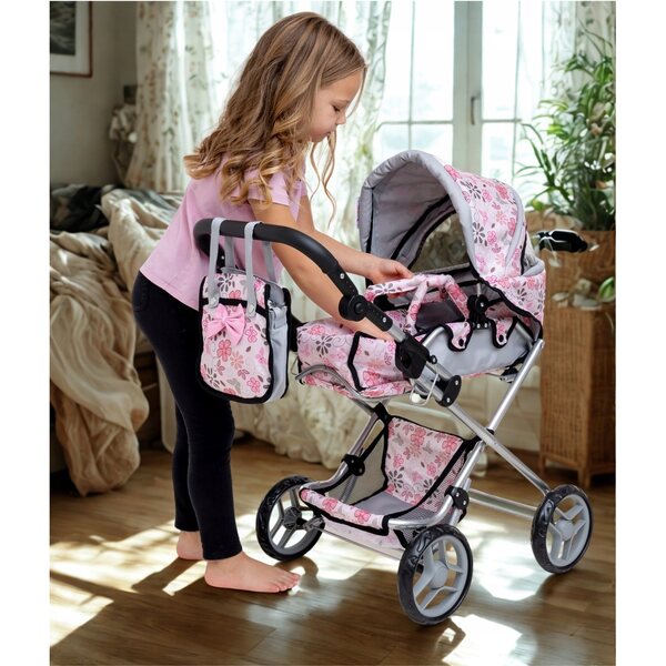 Wòzek für 3-in-1-Doris-Puppen mit Tasche, Wickelauflage und realistischem Design