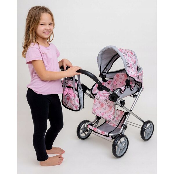 Wòzek für 3-in-1-Doris-Puppen mit Tasche, Wickelauflage und realistischem Design