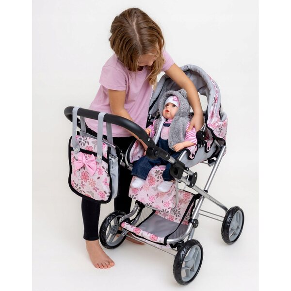 Wòzek für 3-in-1-Doris-Puppen mit Tasche, Wickelauflage und realistischem Design