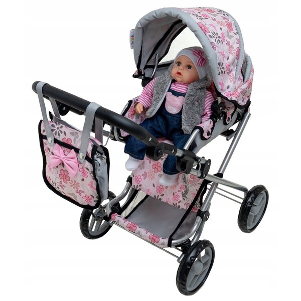 Wòzek für 3-in-1-Doris-Puppen mit Tasche, Wickelauflage und realistischem Design