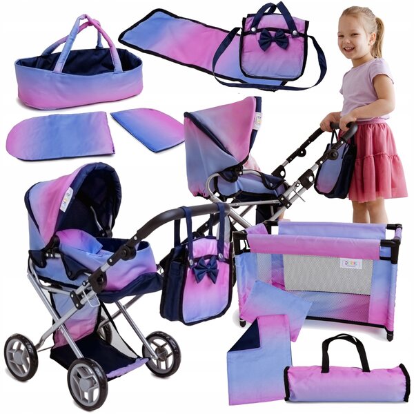 3-in-1-Set für Doris-Puppen: Kinderwagen, Kinderbett und passende Tasche