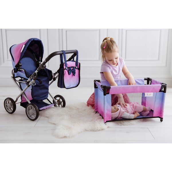 3-in-1-Set für Doris-Puppen: Kinderwagen, Kinderbett und passende Tasche