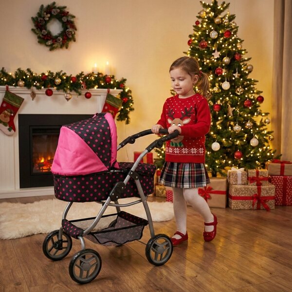 3in1 Puppenwagen mit Gondel und Kinderwagen, Tasche und verstellbarem Griff