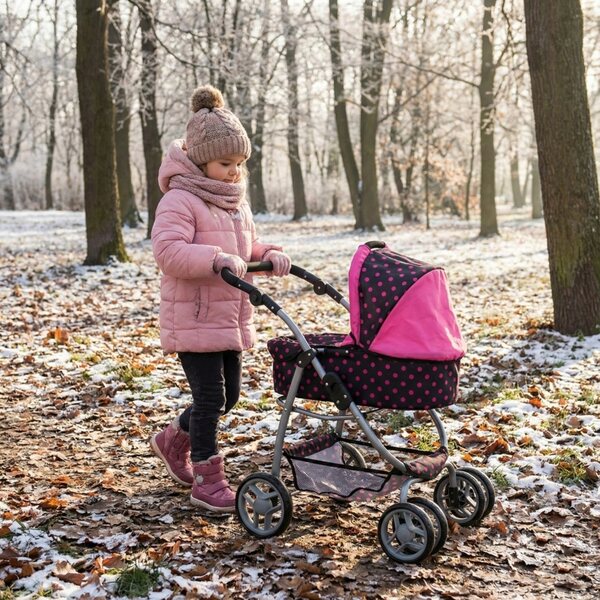 3in1 Puppenwagen mit Gondel und Kinderwagen, Tasche und verstellbarem Griff
