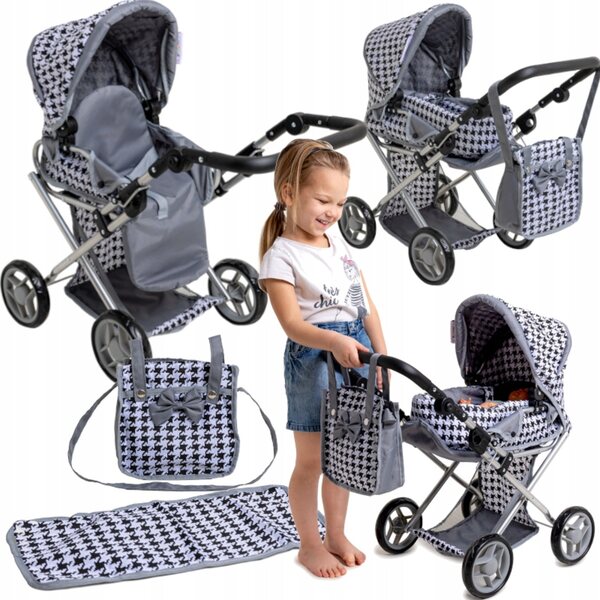 3 in 1 Puppenwagen Doris 9346 – tief, Kinderwagen, Tasche, Babytrage