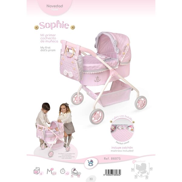 DeCuevas 86075 Tiefer Kinderwagen für Sophie Dolls 2025 56 cm