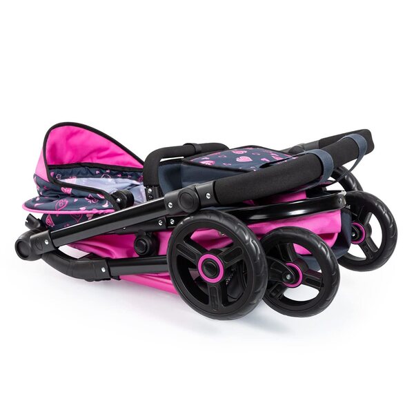 Bayer Combi Neo Vario Puppenwagen mit Tasche und rosa-schwarzem Herzdesign