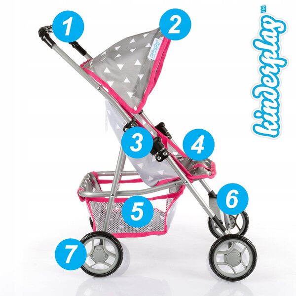 Kinderplay faltbarer Kinderwagen für Puppen, leicht und widerstandsfähig aus Aluminium