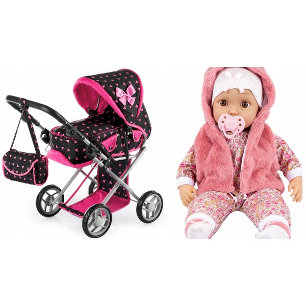 3-in-1-Kinderwagen für Kinderspielpuppen mit Puppen- und Schaumstoffrädern