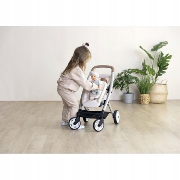 Smoby Maxi-Cosi beige Doppel-Puppenkinderwagen mit abnehmbaren Sitzen und leisen Rädern