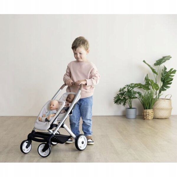 Smoby Maxi-Cosi beige Doppel-Puppenkinderwagen mit abnehmbaren Sitzen und leisen Rädern