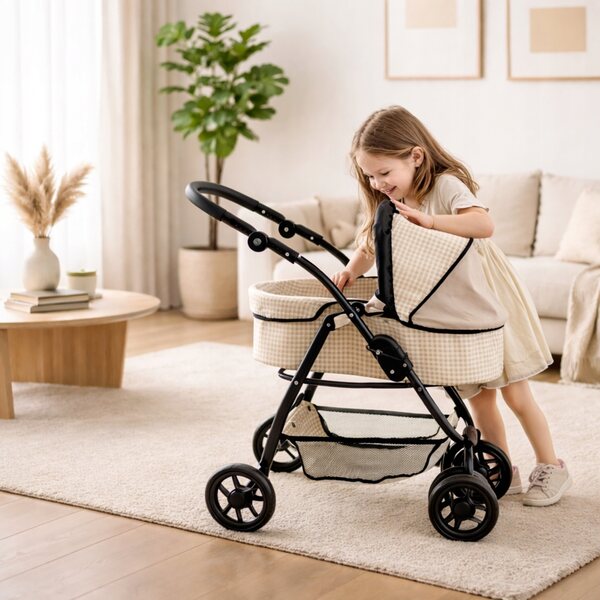 Doris 2 in 1 Puppenwagen mit Gondel und verstellbarem Kinderwagen