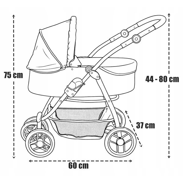 Doris 2 in 1 Puppenwagen mit Gondel und verstellbarem Kinderwagen