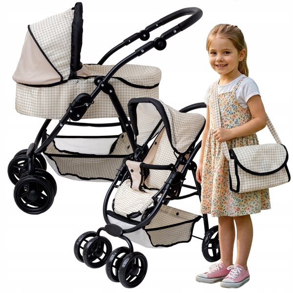 Doris 2 in 1 Puppenwagen mit Gondel und verstellbarem Kinderwagen