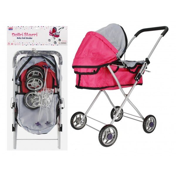 Mega Creative tiefrosa Puppenwagen, 61 cm, Metall und faltbar