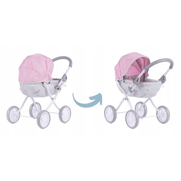 Tiefer Kinderwagen für Susie To-ma-Puppen mit weichen Rädern und Verdeck