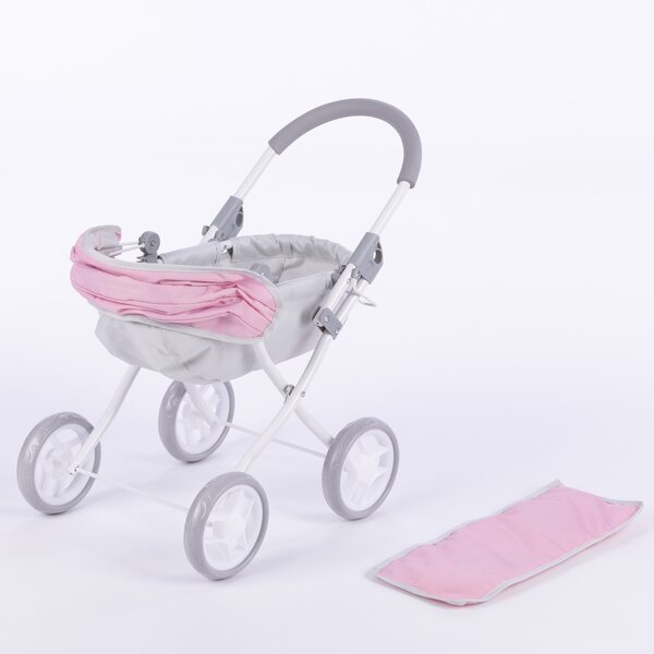 Tiefer Kinderwagen für Susie To-ma-Puppen mit weichen Rädern und Verdeck