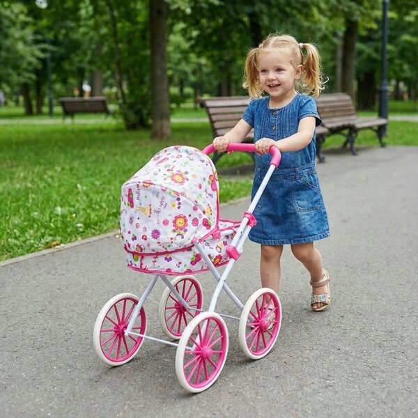 Retro-Puppenwagen mit großen Rädern, leicht und handlich
