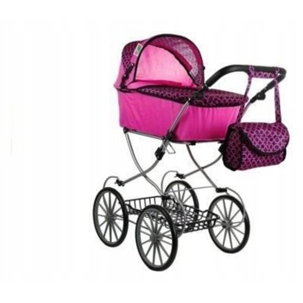 Alice Retro Puppenwagen, groß, tief, mit Tasche, verstellbarer Griff, CE-zertifiziert