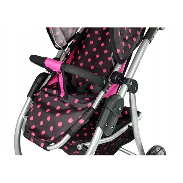 2-in-1-Kinderwagen mit Gondel und schwarz-rosa Tasche für Puppen