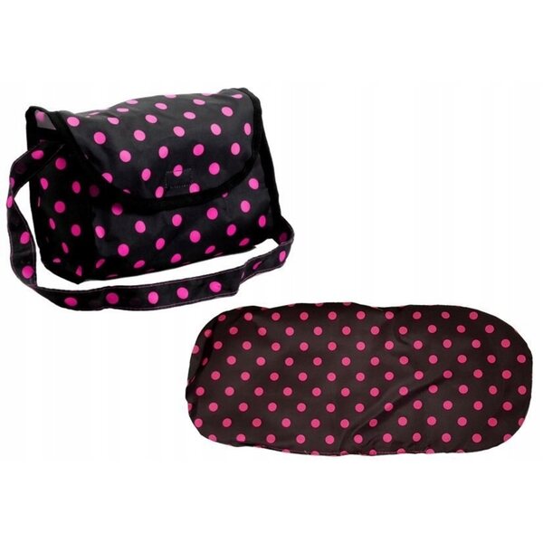 2-in-1-Kinderwagen mit Gondel und schwarz-rosa Tasche für Puppen