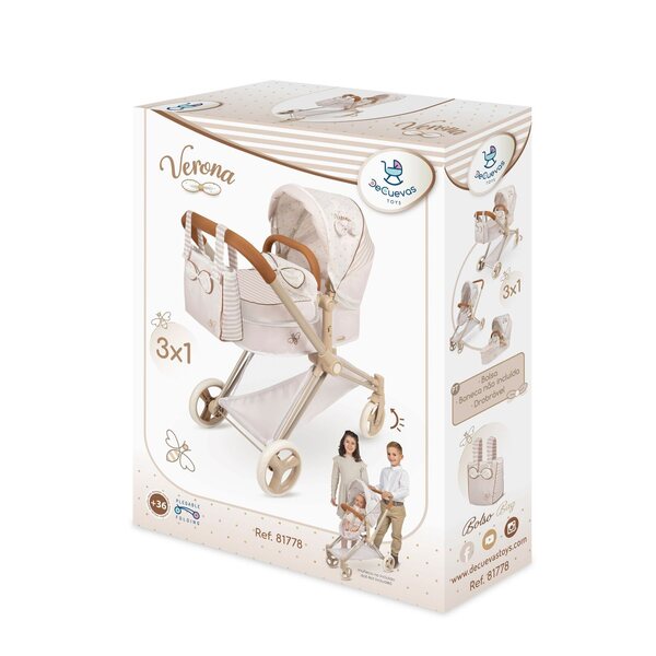 DeCuevas Verona 2025: 3-in-1 Puppenwagen mit Tasche, 73 cm