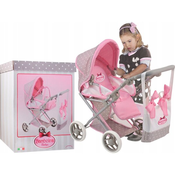 Passeggino per bambole 3 in 1 Smily Play Bambolina con borsa e marsupio