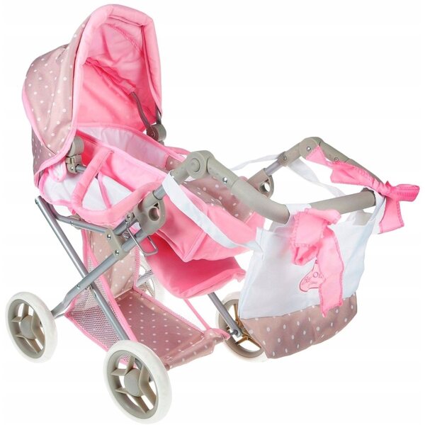 Passeggino per bambole 3 in 1 Smily Play Bambolina con borsa e marsupio