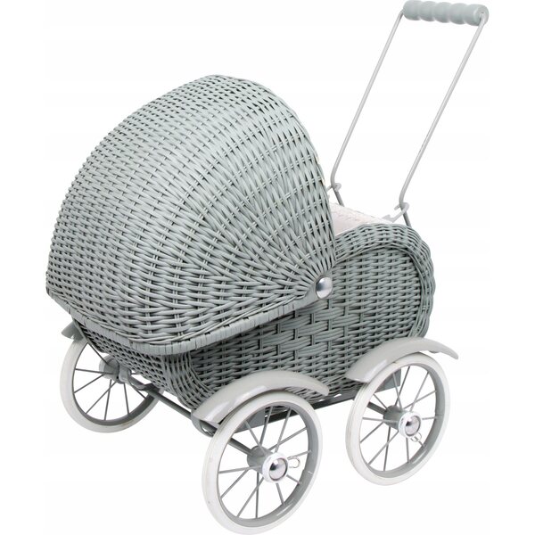 Passeggino per bambole in vimini profondo grigio Small Foot Legler 55x35x48 cm