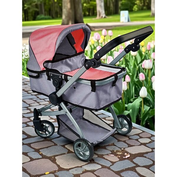 Ramiz Pink 2 in 1 tiefer Puppenwagen – Gondel und faltbarer Kinderwagen