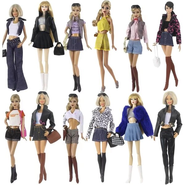 5-teiliges Set mit Kleidung für amerikanische Puppen 30 cm – Freizeitkleid, Mantel und Accessoires