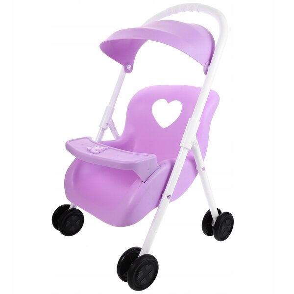 Eleganter lila Spielzeug-Kinderwagen aus Kunststoff für das Puppenhaus, 42 x 26 x 25 cm