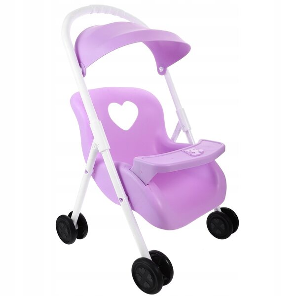 Elegante passeggino giocattolo viola in plastica per casa delle bambole 42x26x25 cm