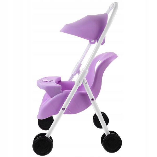 Elegante passeggino giocattolo viola in plastica per casa delle bambole 42x26x25 cm