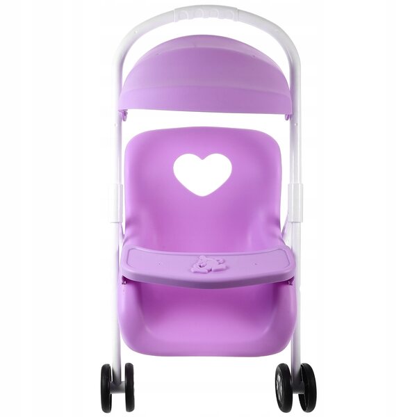 Elegante passeggino giocattolo viola in plastica per casa delle bambole 42x26x25 cm